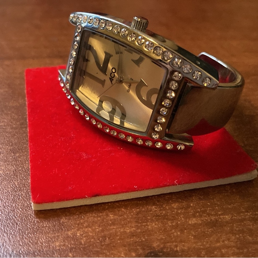 Silver Watch with Crystal Accents